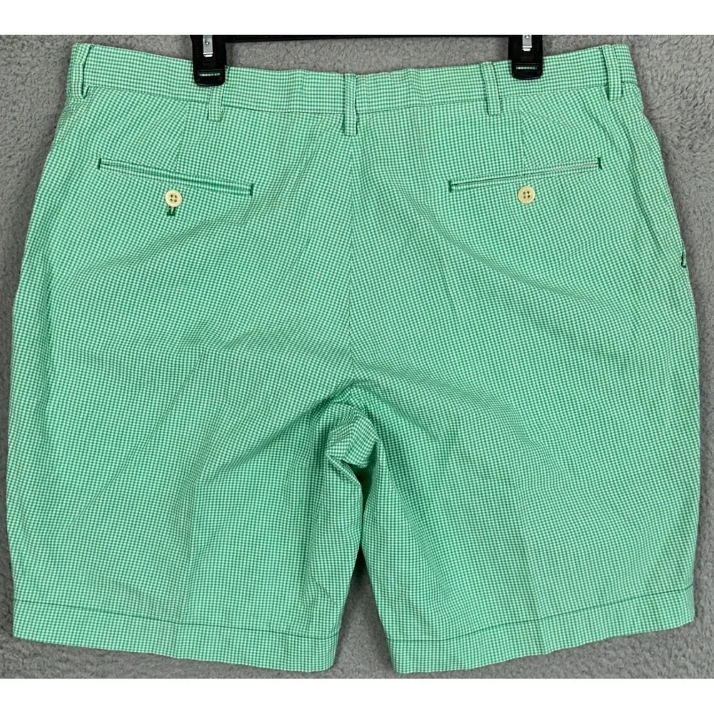Polo Golf Ralph Lauren Shorts Mens 38 Green White Pin Check Khaki Chino Casual